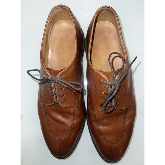 Loake Split Toe Oxfords Lace Up Dress Shoes Men Size 9 Brown Leather France - Picture 6 of 9